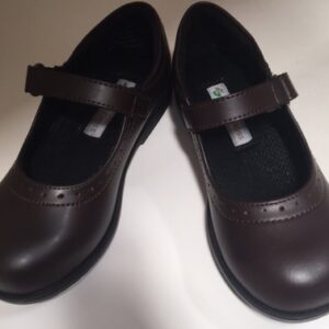Shoe Brown - Girls velcro green cross 4116
